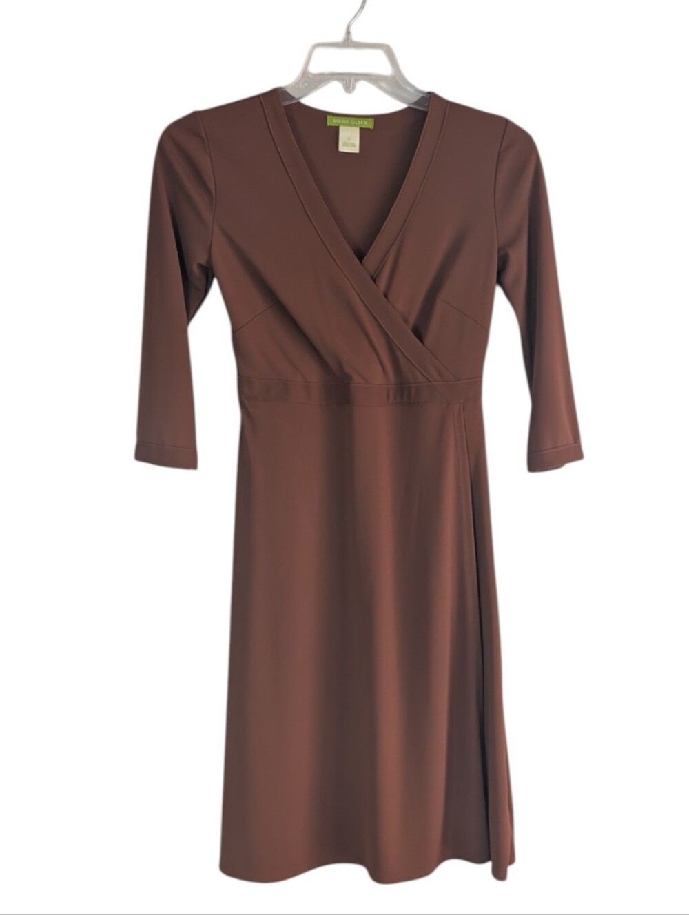 Sigrid Olsen Brown Wrap-Style Long Sleeve Dress